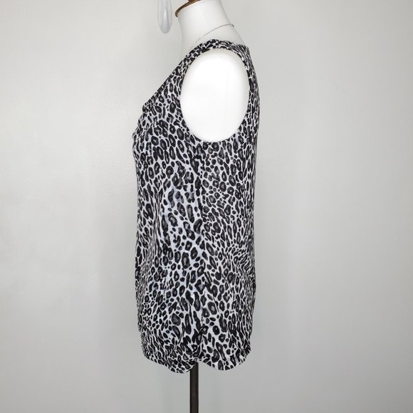 212 Collection Black White Animal Leopard Print Drape Neck Top Size S - Picture 5 of 14